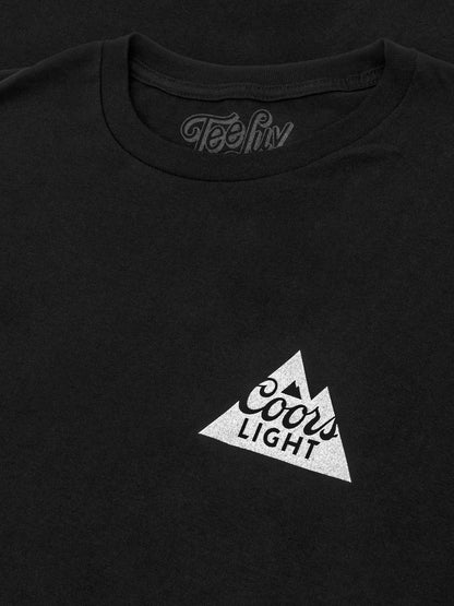 Coors Light Cold as the Rockies Left Chest Front and Back Print Mens T Shirt Black