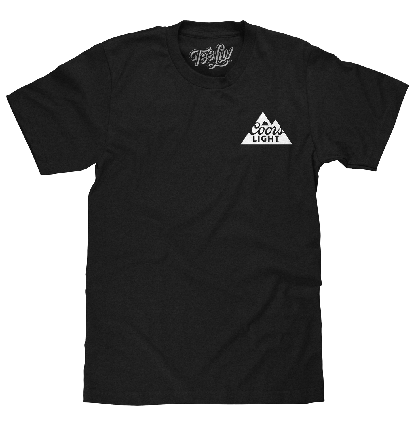 Coors Light Cold as the Rockies Left Chest Front and Back Print Mens T Shirt Black