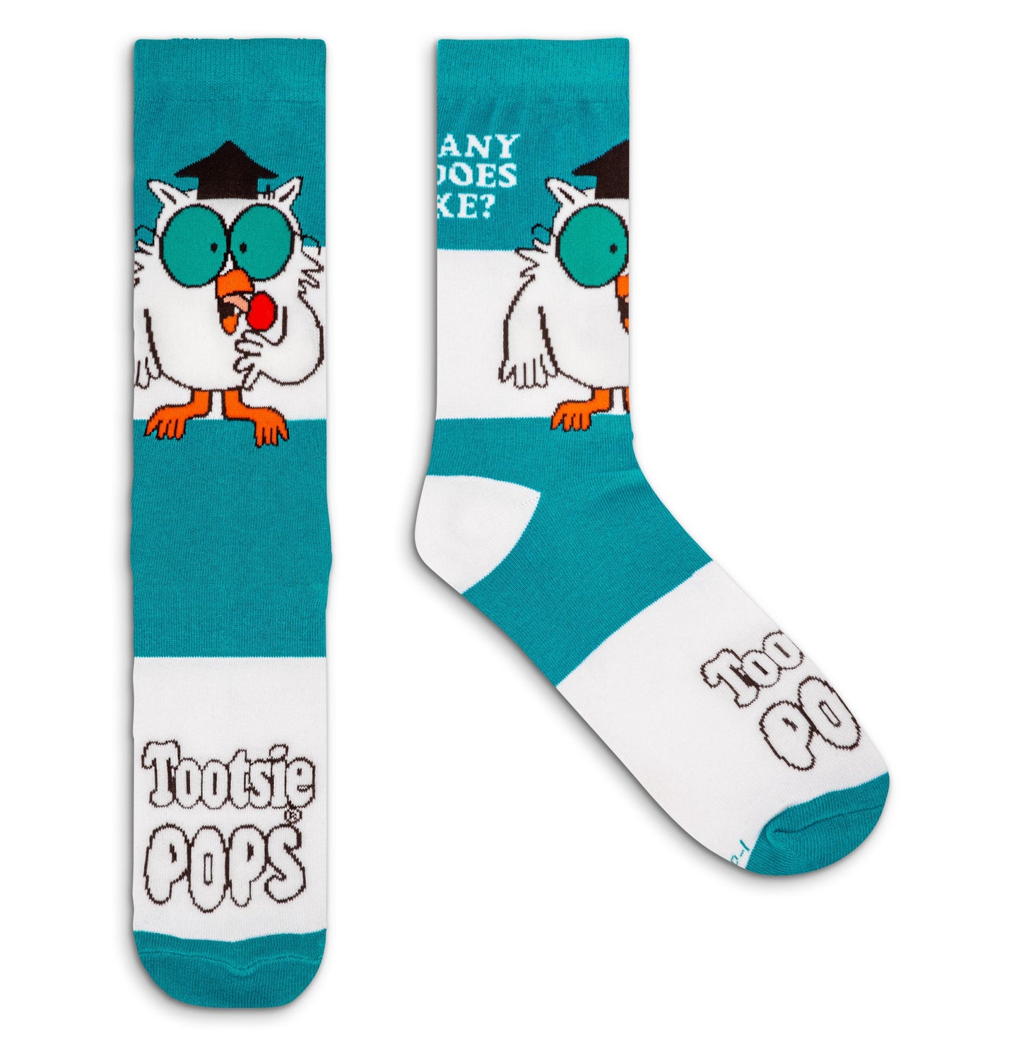 Tootsie Pops Candy Mr Owl How Many Licks Crew Socks White/Blue