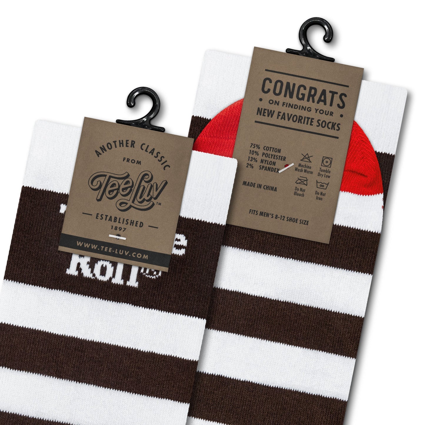 Tootsie Roll Candy Logo Crew Socks White/Brown/Red