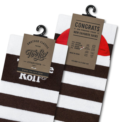 Tootsie Roll Candy Logo Crew Socks White/Brown/Red