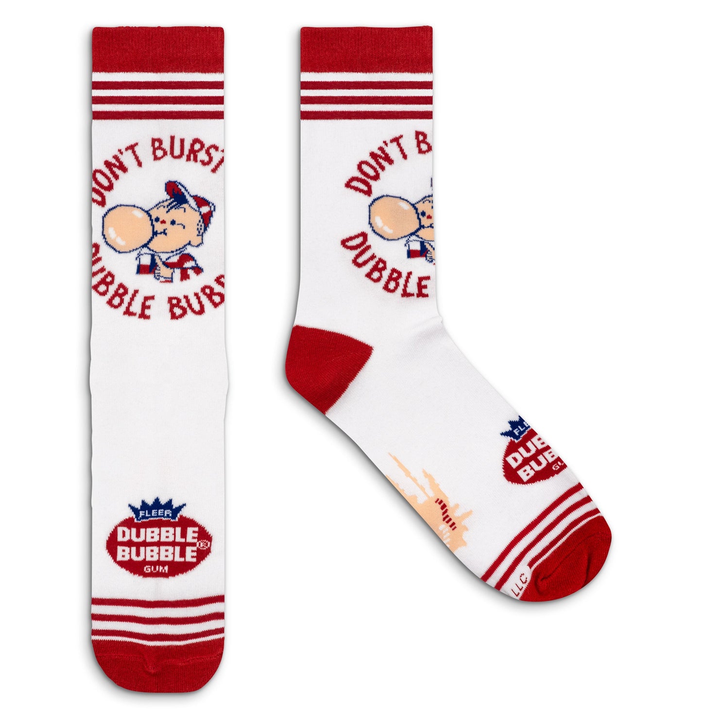 Dubble Bubble Gum Don't Burst My Bubble Candy Logo Socks White/Red