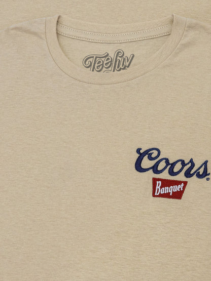 Coors Banquet Embroidered Left Chest Logo Mens T Shirt Sand