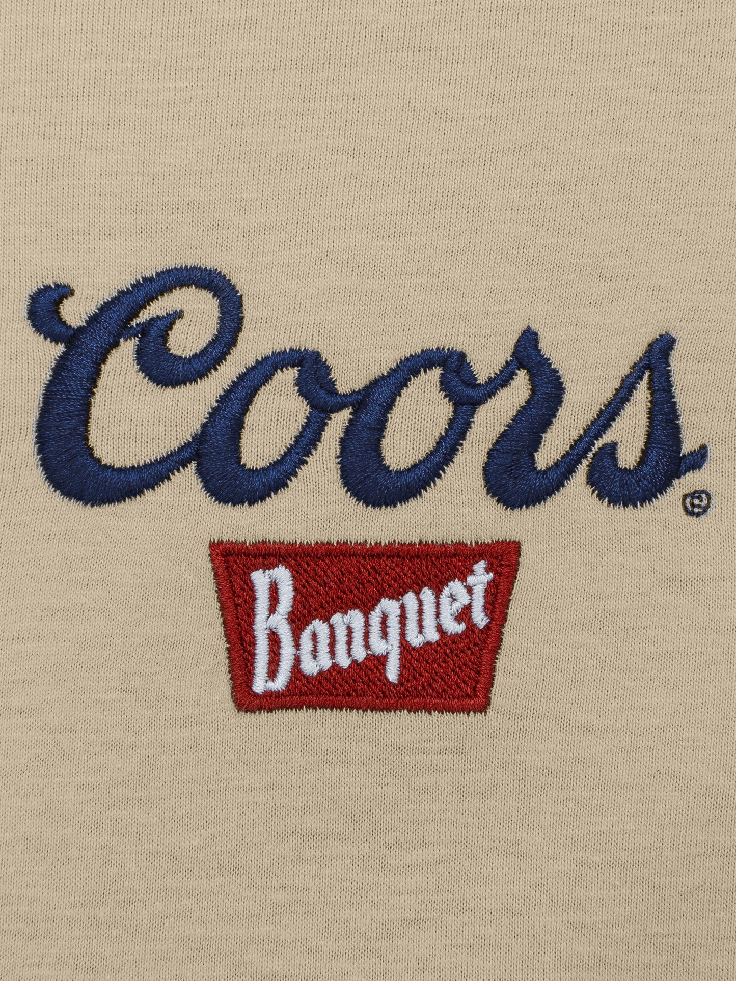 Coors Banquet Embroidered Left Chest Logo Mens T Shirt Sand