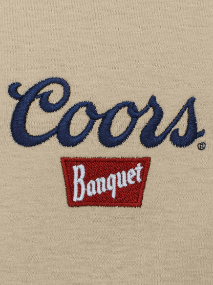 Coors Banquet Embroidered Left Chest Logo Mens T Shirt Sand
