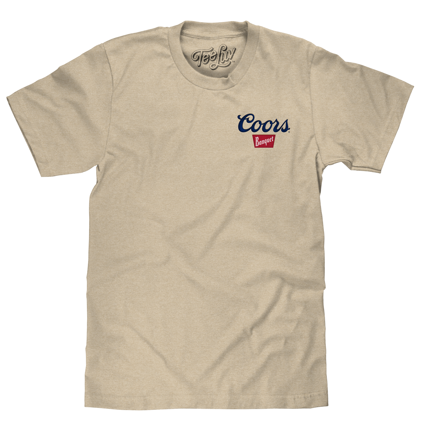 Coors Banquet Embroidered Left Chest Logo Mens T Shirt Sand