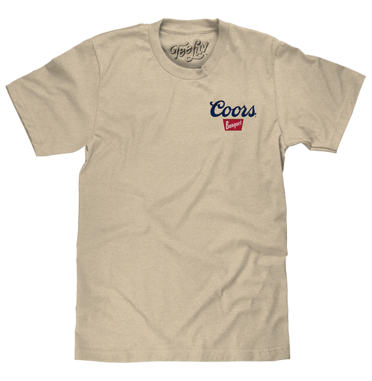 Coors Banquet Embroidered Left Chest Logo Mens T Shirt Sand