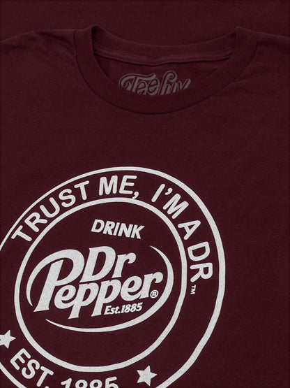 Dr Pepper Trust Me I'm A Dr Est 1885 Soda Pop Logo Mens T Shirt Burgundy