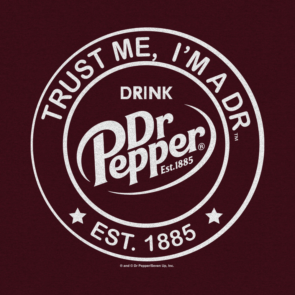 Dr Pepper Trust Me I'm A Dr Est 1885 Soda Pop Logo Mens T Shirt Burgundy