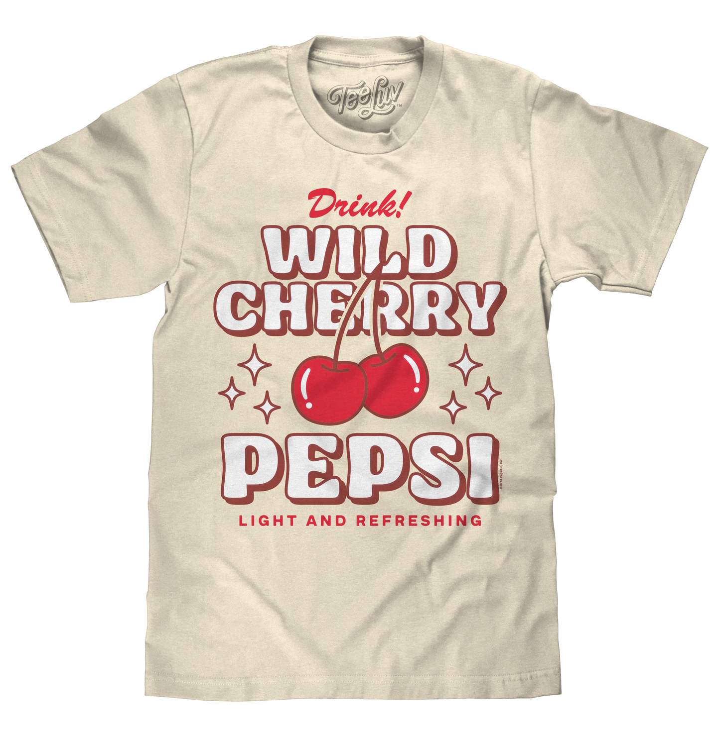 Wild Cherry Pepsi 70s Soda Logo Mens T Shirt Cream