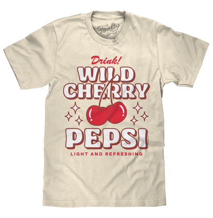 Wild Cherry Pepsi 70s Soda Logo Mens T Shirt Cream