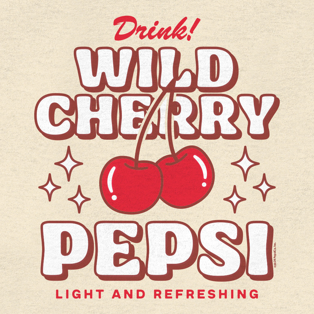 Wild Cherry Pepsi 70s Soda Logo Mens T Shirt Cream