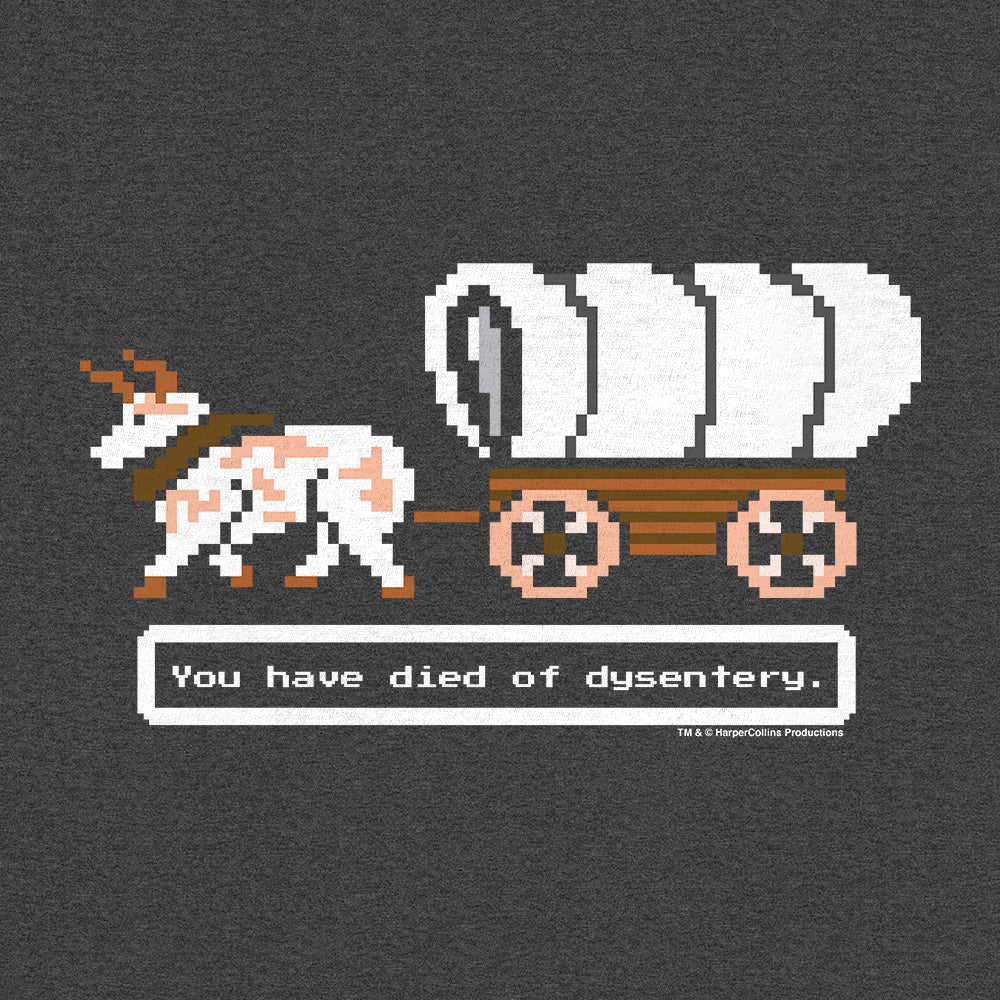 The Oregon Trail You Have Died of Dysentery Video Game Quote Mens T Shirt Heather Graphite