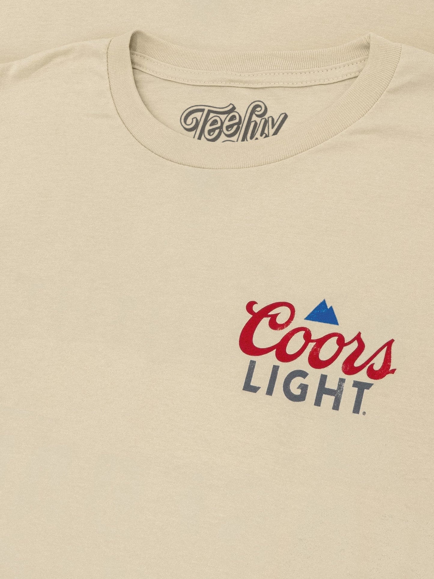 Coors Light Baseball League Front and Back Beer Logo Mens T Shirt  Cream