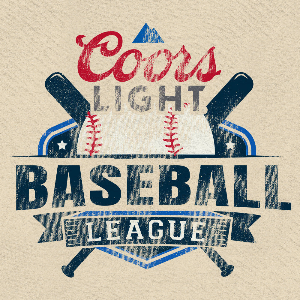 Coors Light Baseball League Front and Back Beer Logo Mens T Shirt  Cream