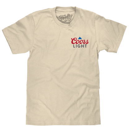 Coors Light Baseball League Front and Back Beer Logo Mens T Shirt  Cream