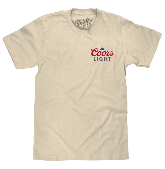 Coors Light Baseball League Front and Back Beer Logo Mens T Shirt  Cream