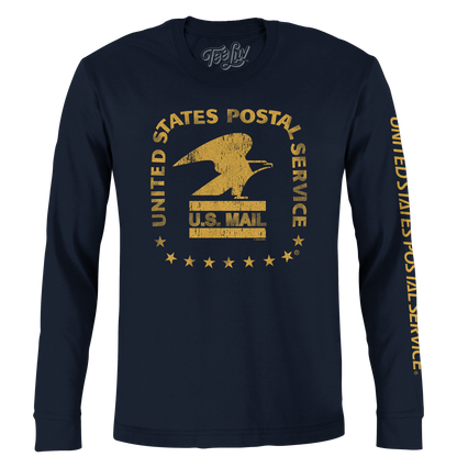 United States Postal Service Eagle Logo Long Sleeve Shirt Navy Blue