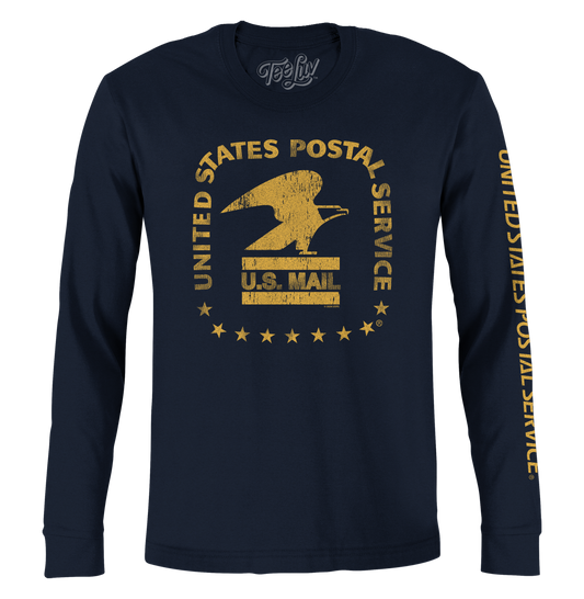 United States Postal Service Eagle Logo Long Sleeve Shirt Navy Blue