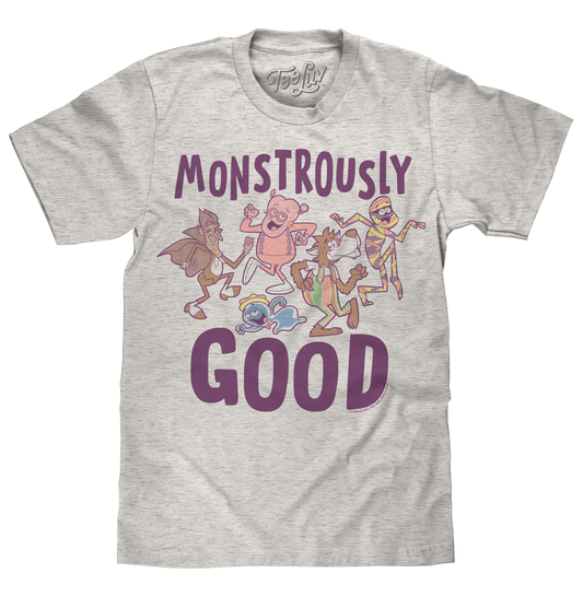 Monstrously Good General Mills Cereal Monster Cartoon Mascots Mens T Shirt Heather Oatmeal