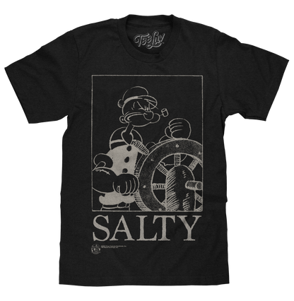 Popeye The Sailor Man Salty Mens T Shirt Black