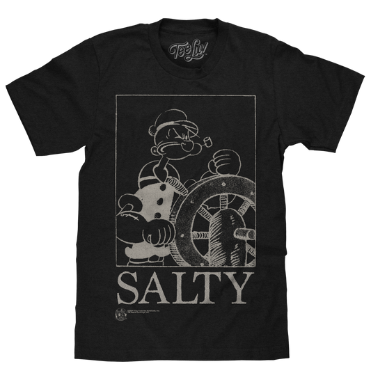 Popeye The Sailor Man Salty Mens T Shirt Black