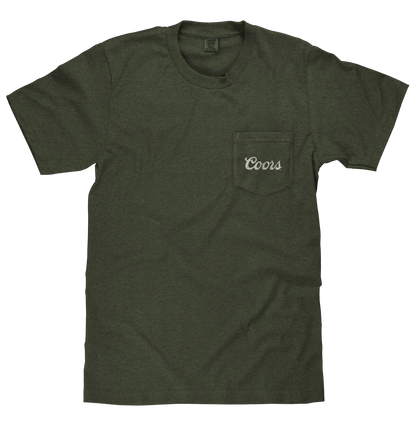 Tee Luv x Comfort Colors Faded Coors Rodeo Cowboy Left Chest Pocket Mens T Shirt Moss Green