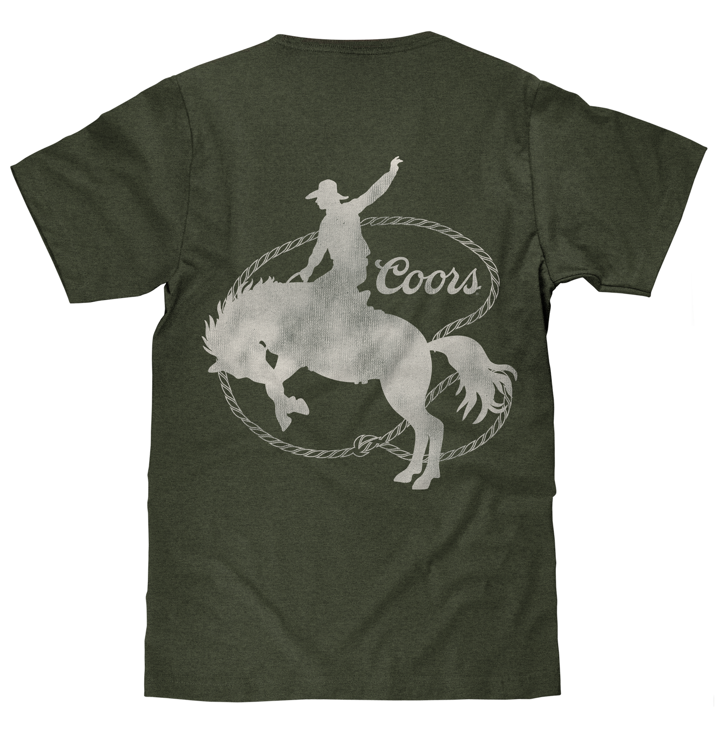 Tee Luv x Comfort Colors Faded Coors Rodeo Cowboy Left Chest Pocket Mens T Shirt Moss Green