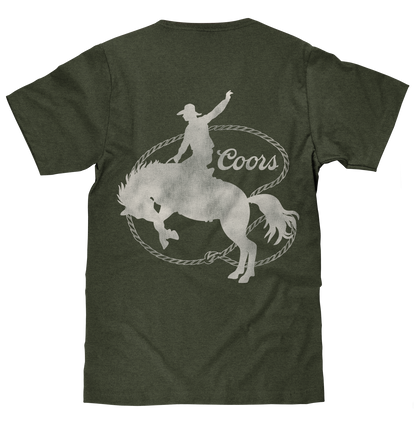 Tee Luv x Comfort Colors Faded Coors Rodeo Cowboy Left Chest Pocket Mens T Shirt Moss Green