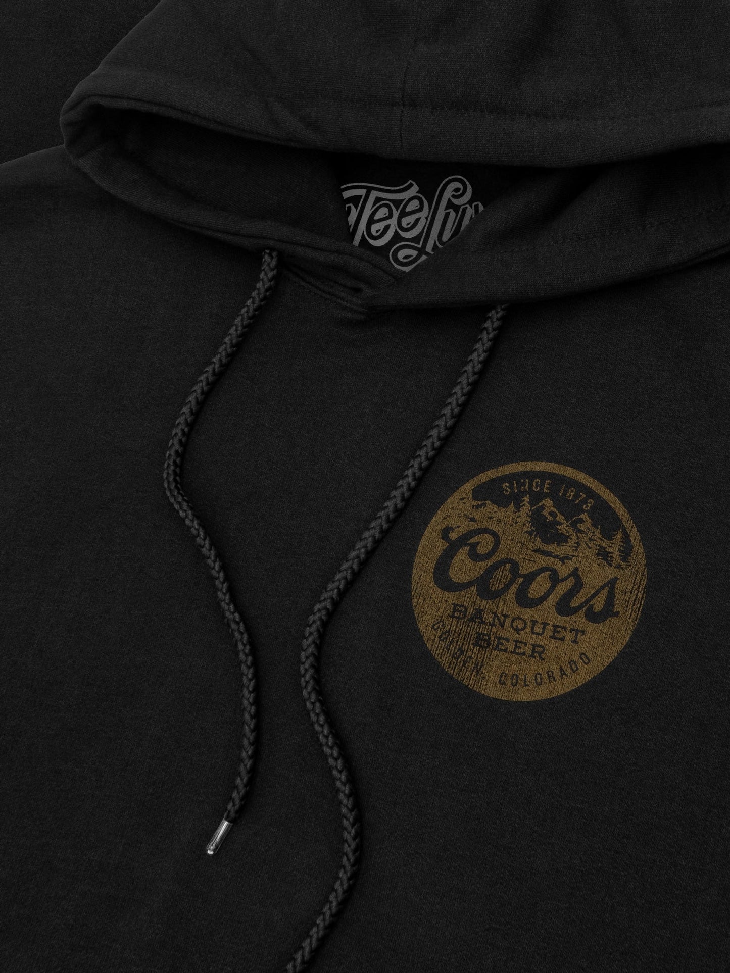 Coors Banquet Beer Double Sided with Sleeve Print Hooded Sweatshirt Hoodie Black