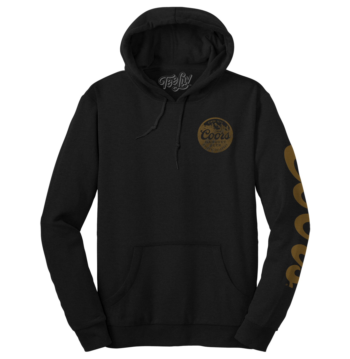 Coors Banquet Beer Double Sided with Sleeve Print Hooded Sweatshirt Hoodie Black