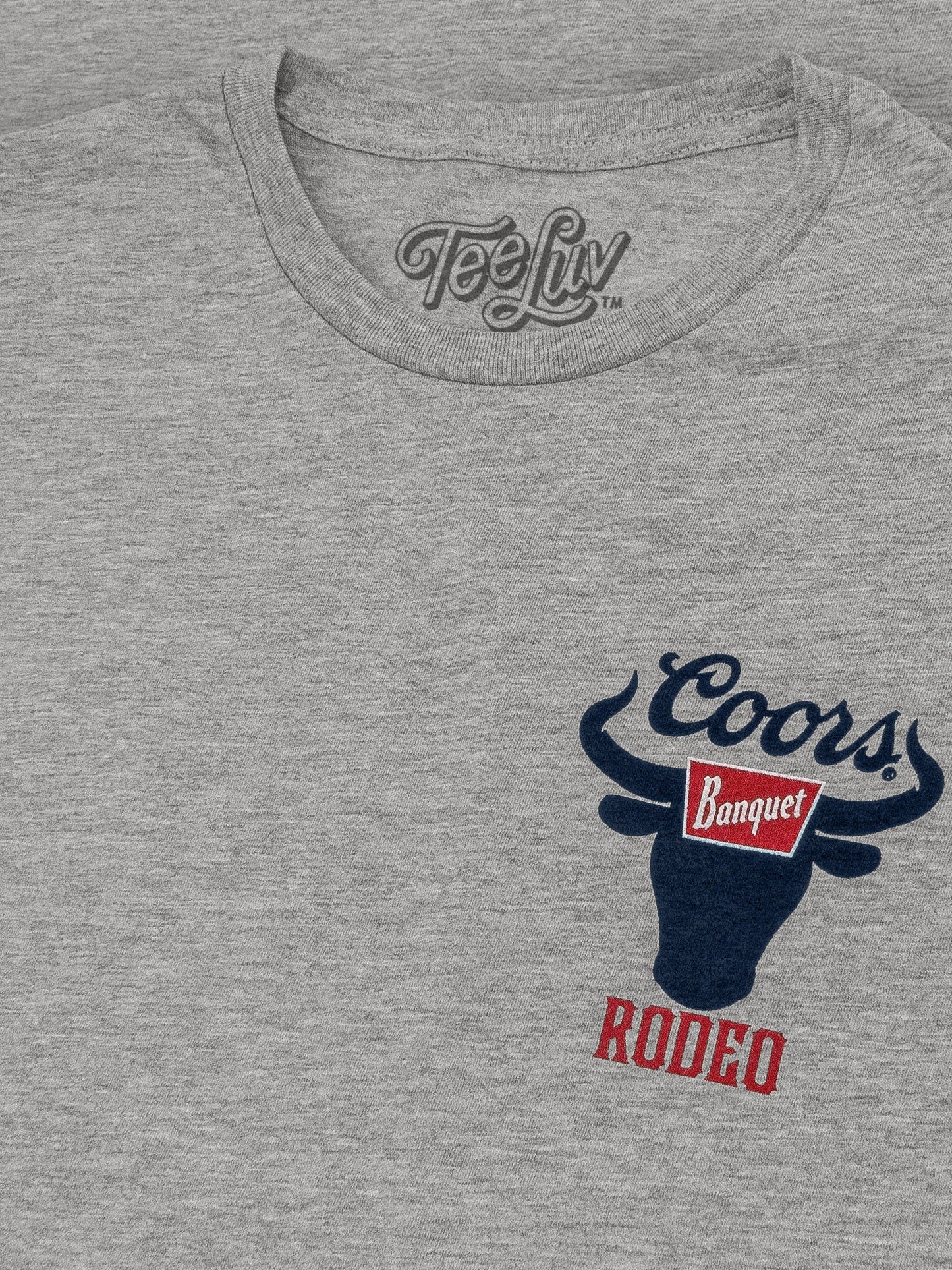 Coors Banquet Beer Rodeo Bull Front and Back Print Mens T Shirt Athletic Gray Heather
