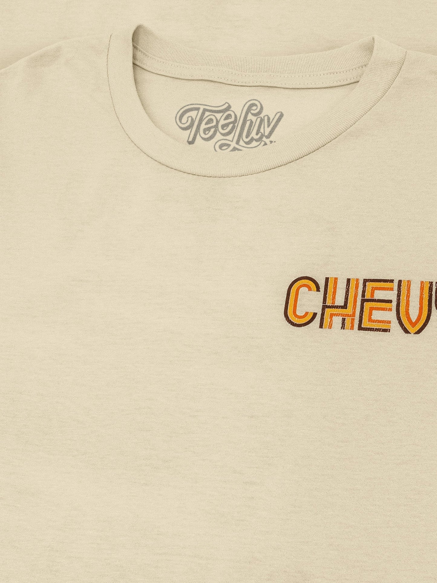 Chevy Chevelle Chevrolet Left Chest Front and Back Print Classic Car Mens T Shirt Cream