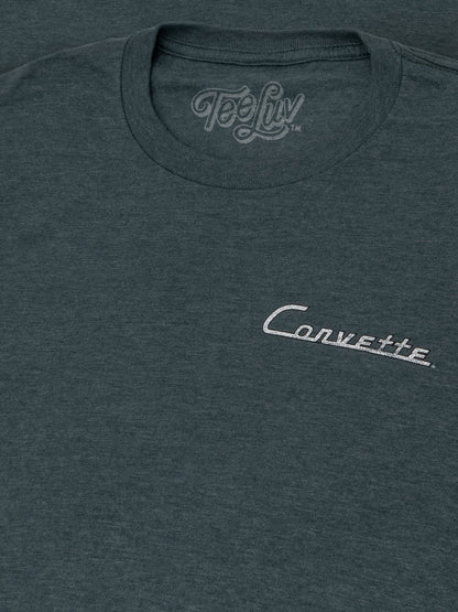 Chevy Corvette C1 Front and Back Print Mens T Shirt Navy Blue Heather