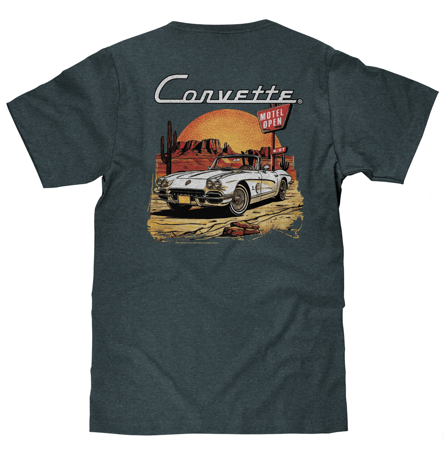 Chevy Corvette C1 Front and Back Print Mens T Shirt Navy Blue Heather