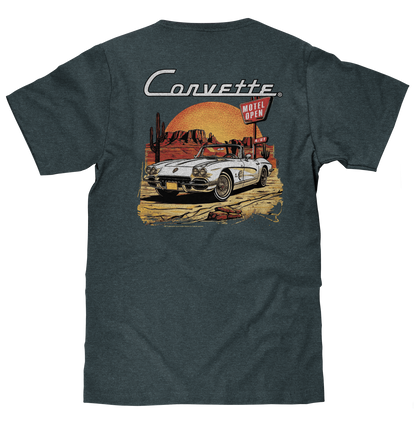 Chevy Corvette C1 Front and Back Print Mens T Shirt Navy Blue Heather