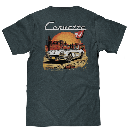 Chevy Corvette C1 Front and Back Print Mens T Shirt Navy Blue Heather