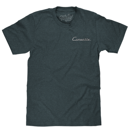 Chevy Corvette C1 Front and Back Print Mens T Shirt Navy Blue Heather