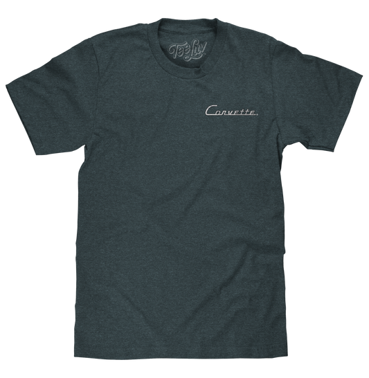 Chevy Corvette C1 Front and Back Print Mens T Shirt Navy Blue Heather