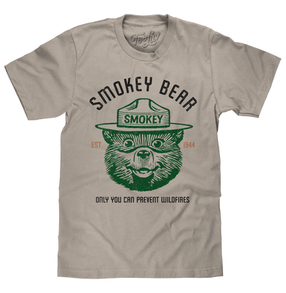 Est 1944 Smokey Bear Shirt Only You Can Prevent Wildfires Mens T Shirt Light Gray