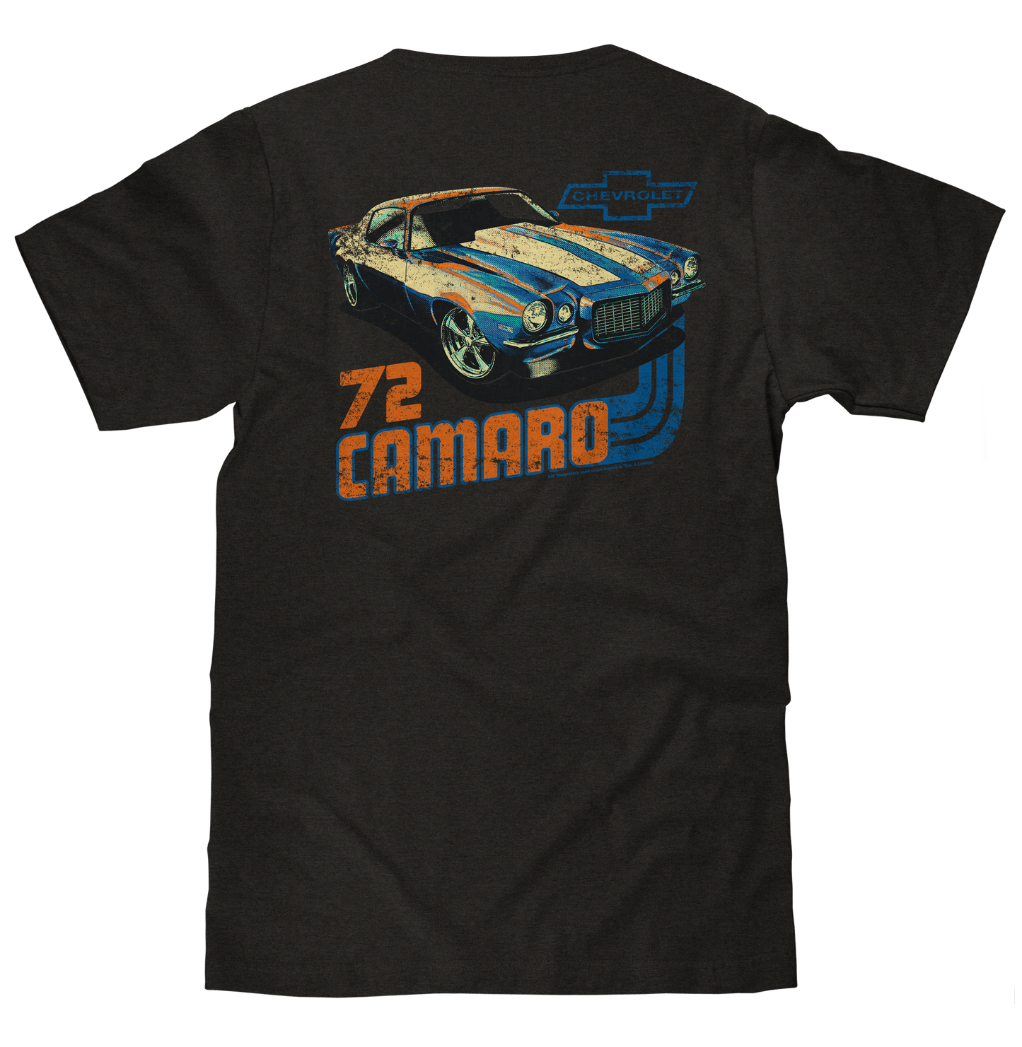 Faded Chevrolet 72 Camaro Front and Back Print Mens T Shirt Vintage Black