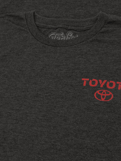 Toyota Drive Your Dreams Left Chest Front and Back Logo Mens T Shirt Charcoal Heather