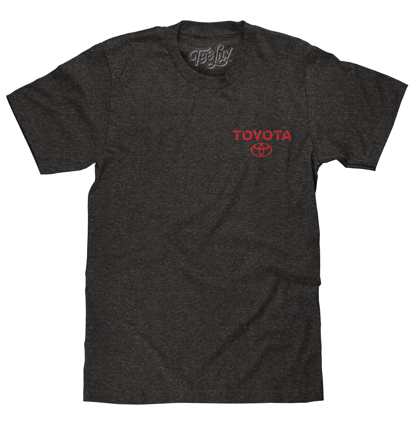 Toyota Drive Your Dreams Left Chest Front and Back Logo Mens T Shirt Charcoal Heather
