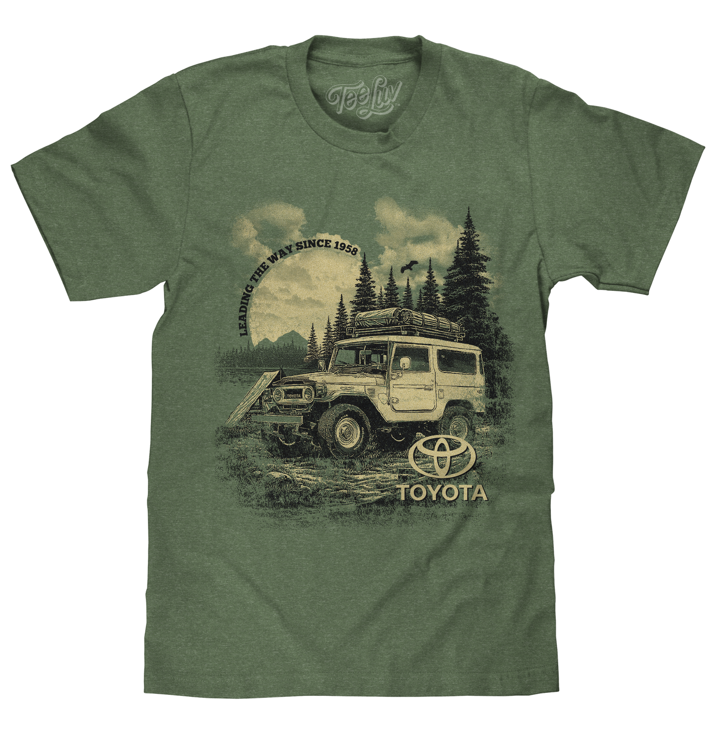 Toyota Land Cruiser Vintage Graphic Mens T Shirt Canyon Green Heather