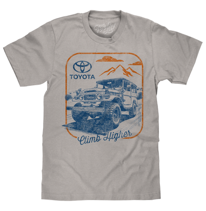 Retro Toyota Land Cruiser Climb Higher Mens T Shirt Light Gray