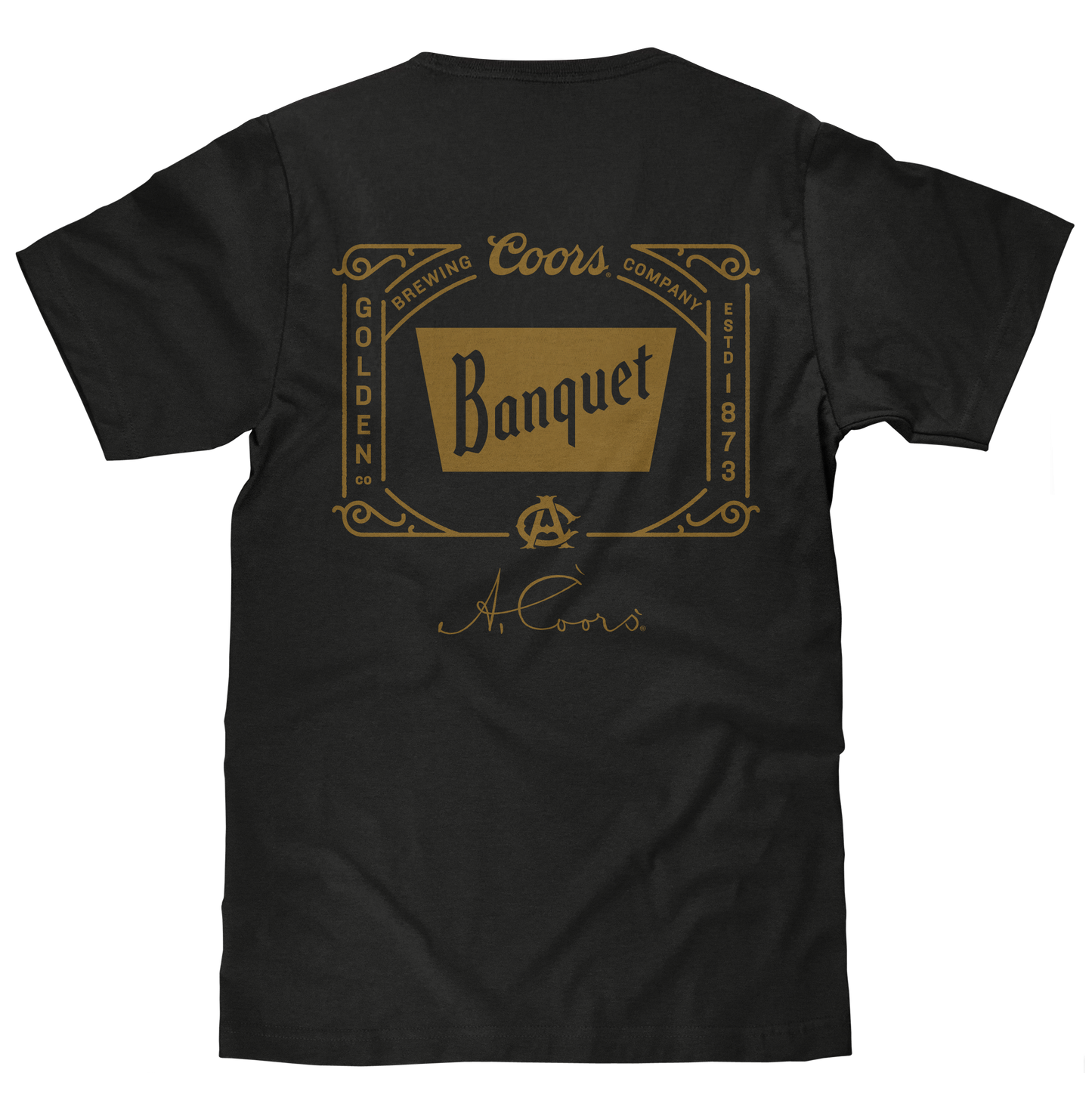 Coors Banquet Beer Double Sided Brewery Logo Mens T Shirt Vintage Black
