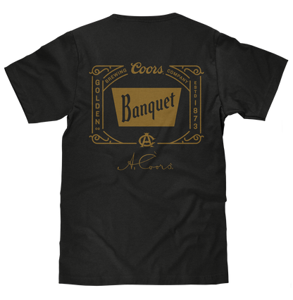 Coors Banquet Beer Double Sided Brewery Logo Mens T Shirt Vintage Black