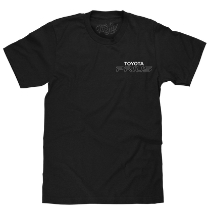Toyota Prius Passion for the Planet Front and Back Print Mens T Shirt Black