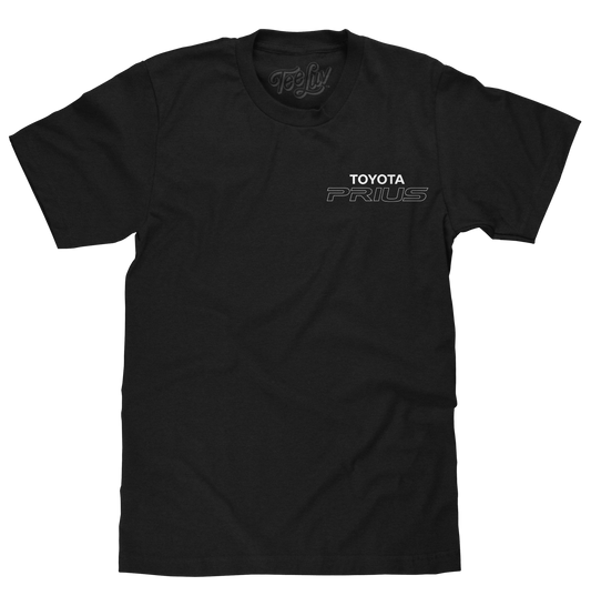Toyota Prius Passion for the Planet Front and Back Print Mens T Shirt Black