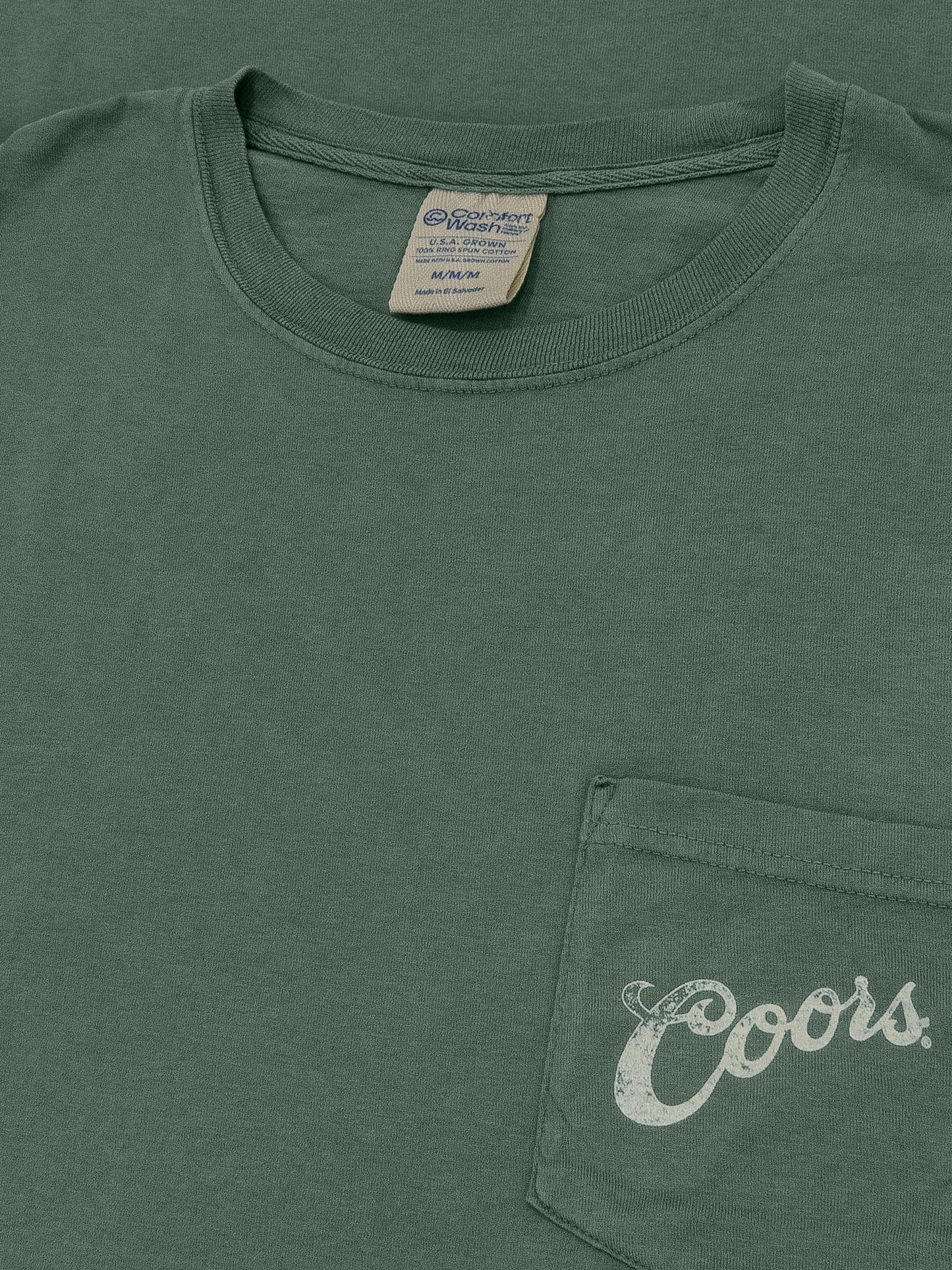 Coors Banquet Beer Rodeo Horse Front Pocket Tee Mens T Shirt Cypress Green